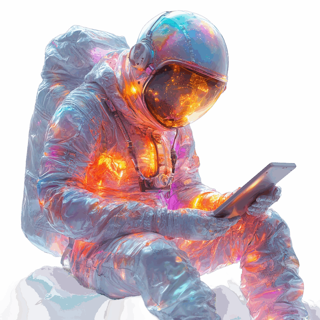 Astronauta futurista representando inovação digital e criação de sites profissionais