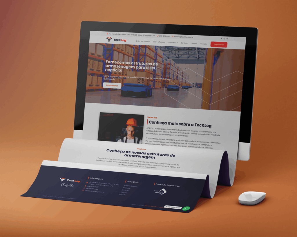 Site institucional desenvolvido para Tecklog pela Roxo Solutions