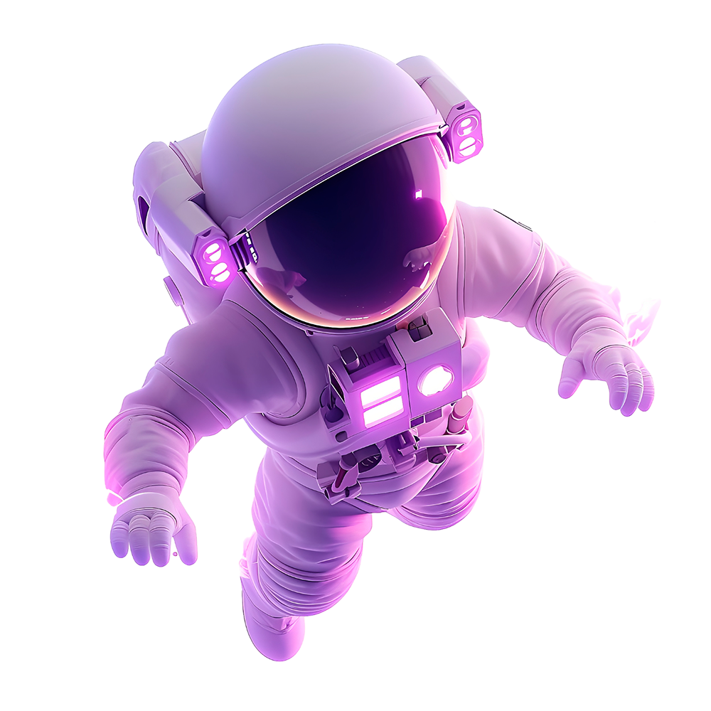 Ilustração de astronauta representando crescimento digital da Roxo Solutions