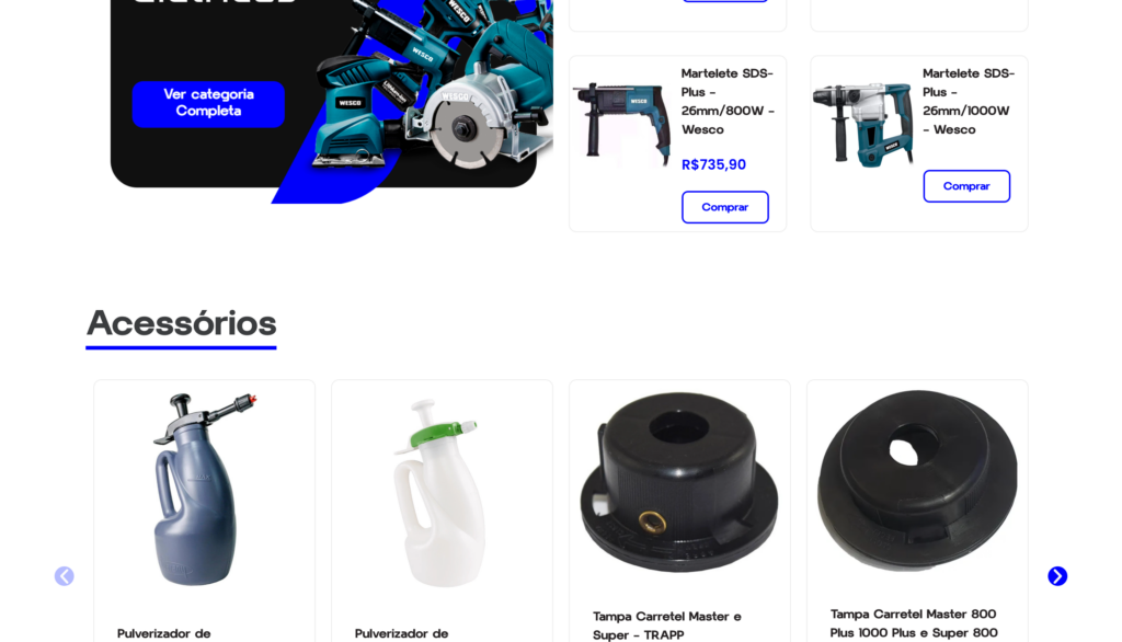 Banner principal da loja virtual AC Consertos com serviços de manutenção e venda de peças técnicas
