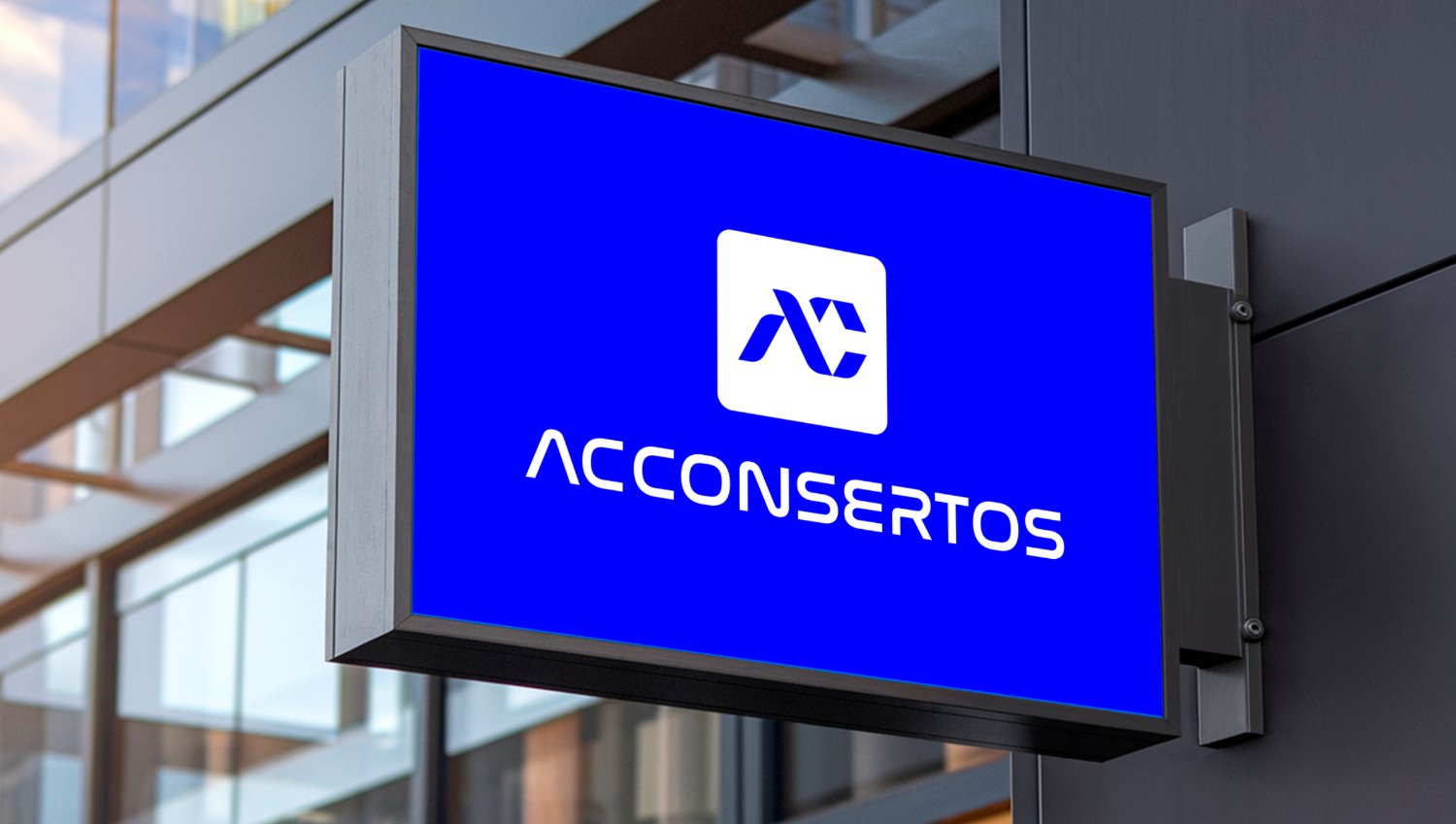 Mockup da marca AC Consertos em fachada